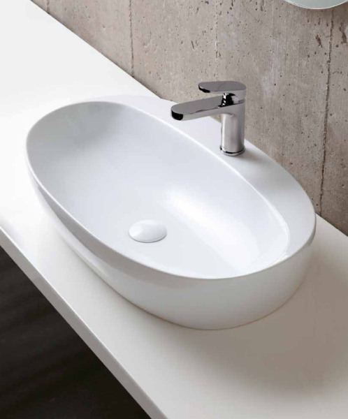 Раковина 60х42 см, 1 отв., накладная, цвет: белый. Фото 2