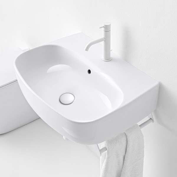 Раковина 60х45 см, 1 отв., подвесная/накладная, цвет: белый глянцевый. Фото 1