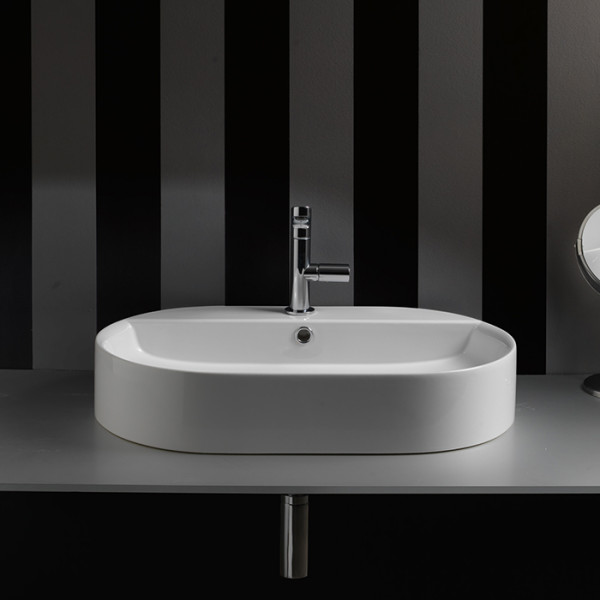 Раковина 65х40 см, 1 отв., цвет: белый. Фото 1