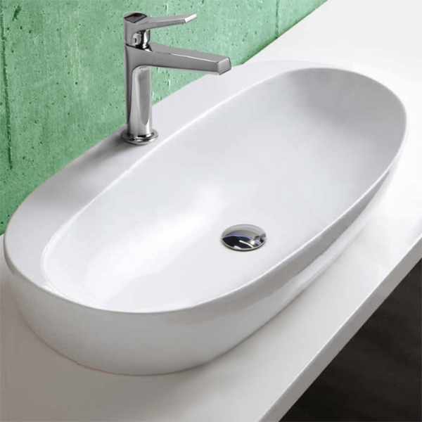 Раковина 70х42 см, 1 отв., накладная, цвет: белый. Фото 4