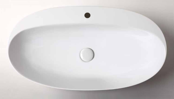 Раковина 70х42 см, 1 отв., накладная, цвет: белый. Фото 2