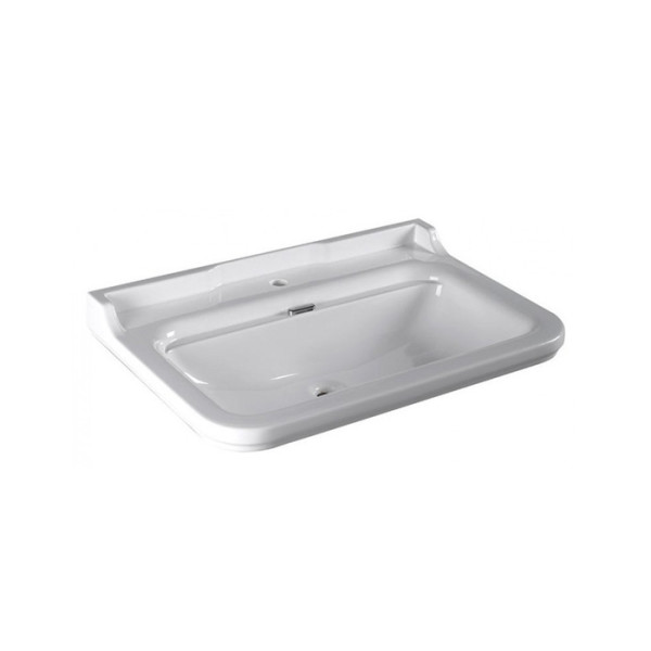 Раковина 80х55 см, 1 отв., керамическая, цвет: белый/хром. Фото 1