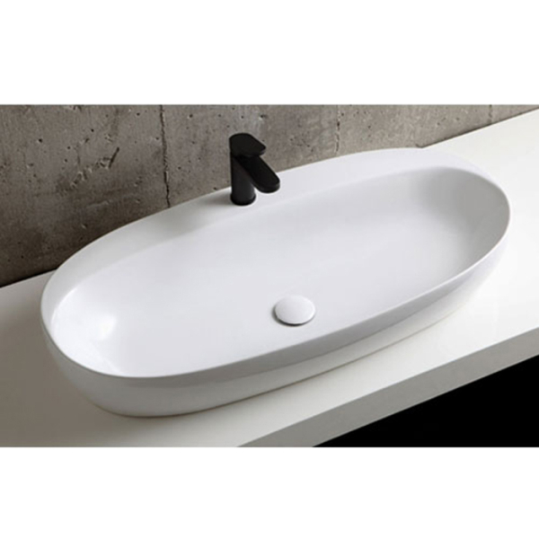 Раковина 90х42 см, 1 отв., накладная, цвет: белый. Фото 3