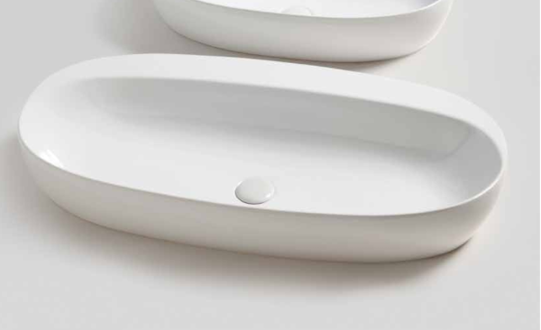 Раковина 90х42 см, 1 отв., накладная, цвет: белый. Фото 2