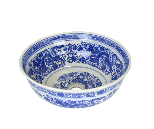 Раковина чаша Bronze de Luxe Dragons 6050, белый/синий. Фото 1