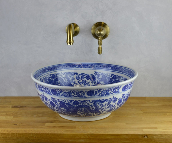 Раковина чаша Bronze de Luxe Dragons 6050, белый/синий. Фото 7