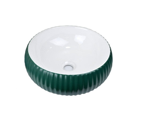 Раковина чаша Bronze de Luxe Эмеральда 1382, зеленый/белый. Фото 1