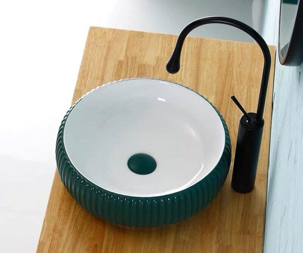 Раковина чаша Bronze de Luxe Эмеральда 1382, зеленый/белый. Фото 5