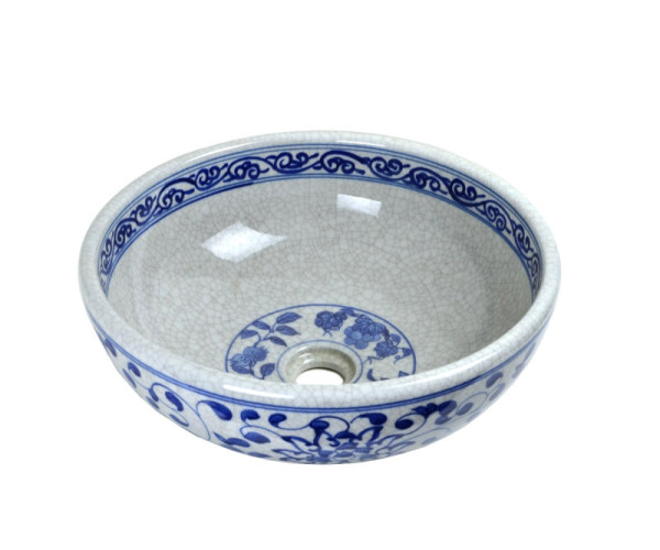 Раковина чаша Bronze de Luxe Melody 2241, белый/синий. Фото 1