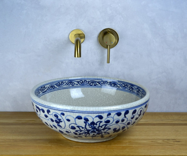Раковина чаша Bronze de Luxe Melody 2241, белый/синий. Фото 4