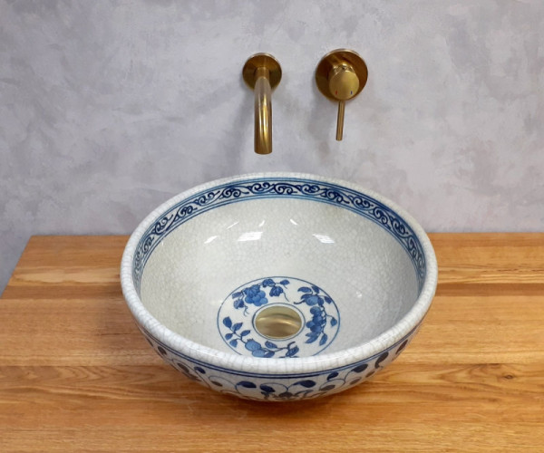 Раковина чаша Bronze de Luxe Melody 2241, белый/синий. Фото 5