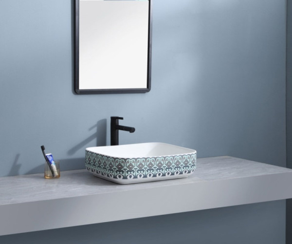 Раковина чаша Bronze de Luxe Nordic 2073, белый/синий. Фото 3