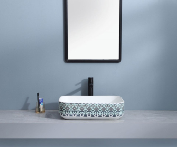 Раковина чаша Bronze de Luxe Nordic 2073, белый/синий. Фото 4