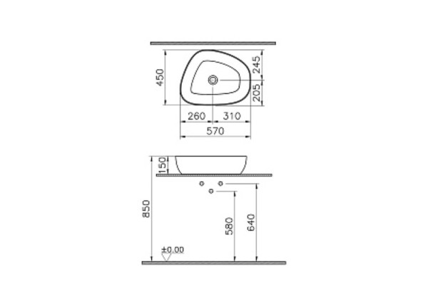 Раковина-чаша Vitra Outline Recycled 7991B066-0016, TV форма, 57x45см, без перелива, матовый тауп. Фото 2
