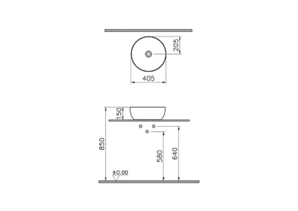 Раковина-чаша Vitra Outline Recycled 7992B066-0016, круглая, 41x41см, б/перелива, матовый тауп. Фото 3