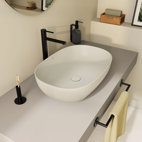 Раковина-чаша Vitra Outline Recycled 7995B066-0016, овальная, 60x41см, без перелива, матовый тауп. Фото 2