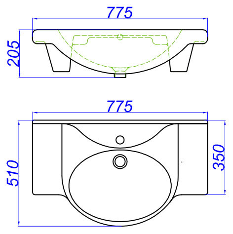 Раковина Dreja Дрея 75см 6653. Фото 2