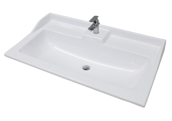 Раковина мебельная AQUATON Фабиа 80х45х18, литьевой мрамор, цвет Белый (1A708031FB010). Фото 1