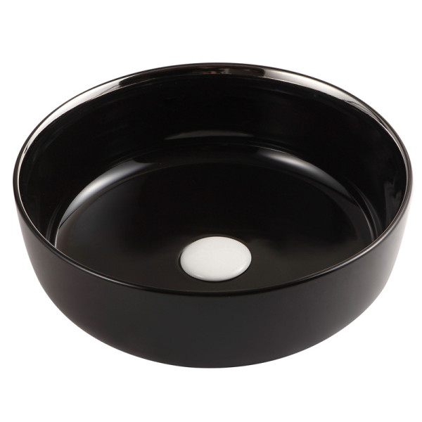 Раковина накладная Azario 38.5хх14 фаянс, цвет Черный глянцевый (AZ4003). Фото 1
