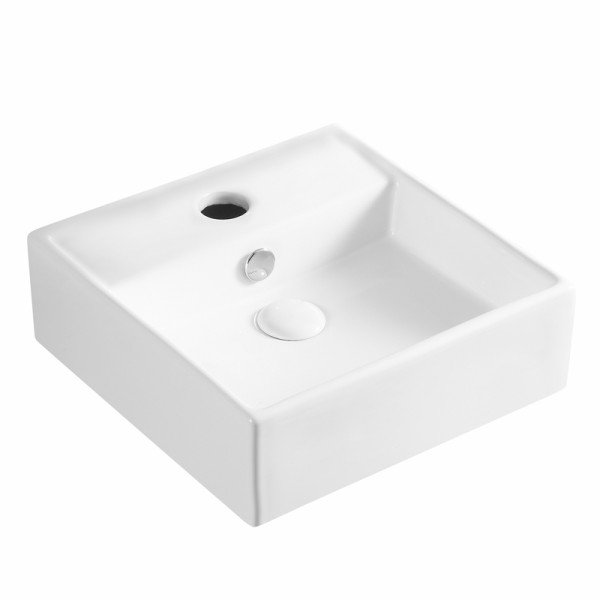 Раковина накладная Azario 38х38х12.5 фаянс, цвет Белый (AZ4148). Фото 1