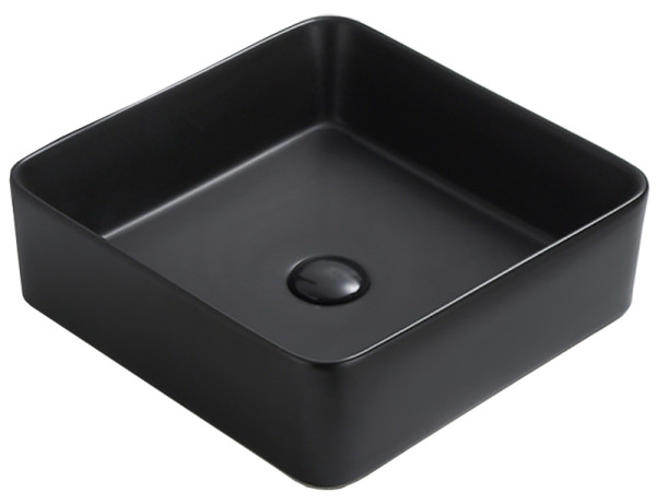 Раковина накладная Azario 41.5х41.5х13.5 фаянс, цвет Черный (AZ7050DMB). Фото 1