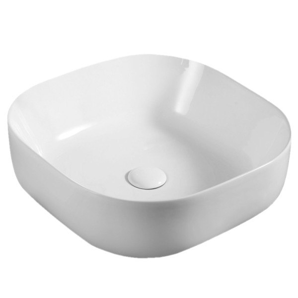 Раковина накладная Azario 43х43х13.5 фаянс, цвет Белый глянцевый (AZ41288). Фото 1