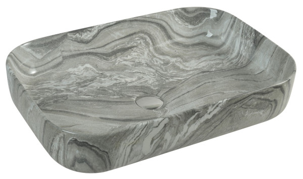 Раковина накладная Azario 60.5х42.5х14 фаянс, цвет Мраморный (AZ78625). Фото 1