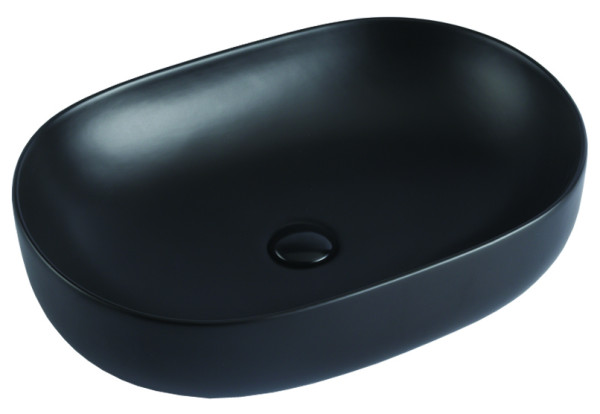 Раковина накладная Azario 60х41.5х13.5 фаянс, цвет Черный матовый (AZ78326MB). Фото 1