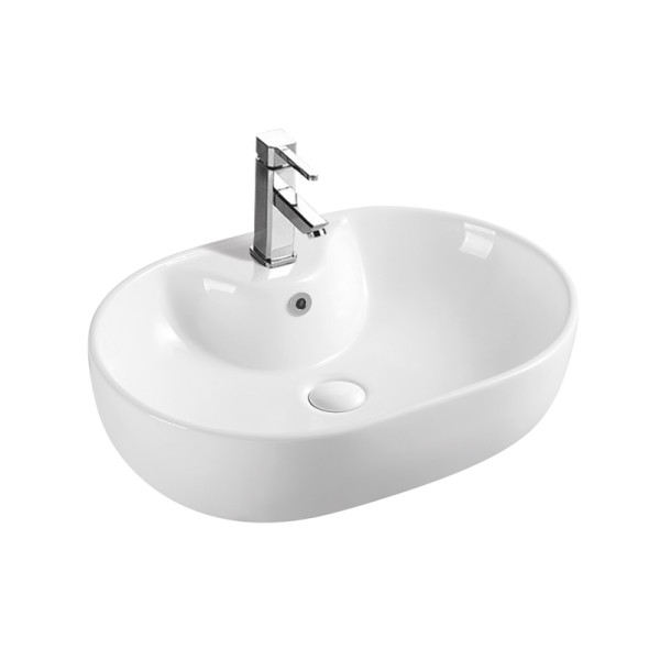 Раковина накладная Azario 60х42х16 фаянс, цвет Белый (AZ2193). Фото 1