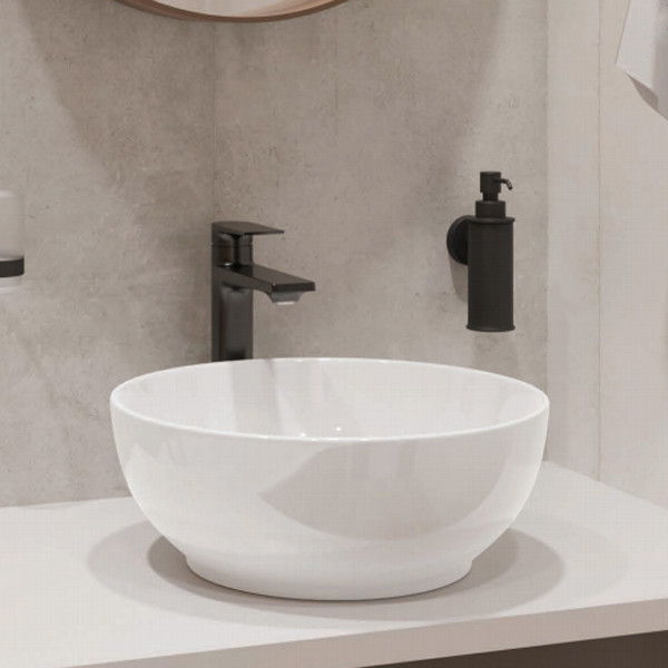 Раковина накладная Sanita Luxe Art Slim 40х40х15 фаянс, цвет Белый (ART40SLWB01S). Фото 1