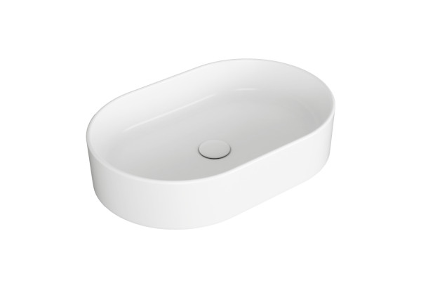 Раковина овальная накладная 60x40x13 см, без отв под смеситель, цвет: белый. Фото 1