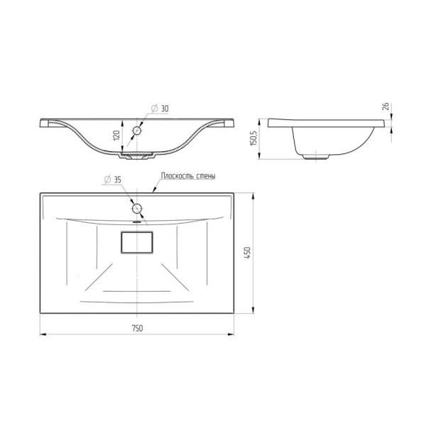Раковина Paola Elegante 750, белый. Фото 2