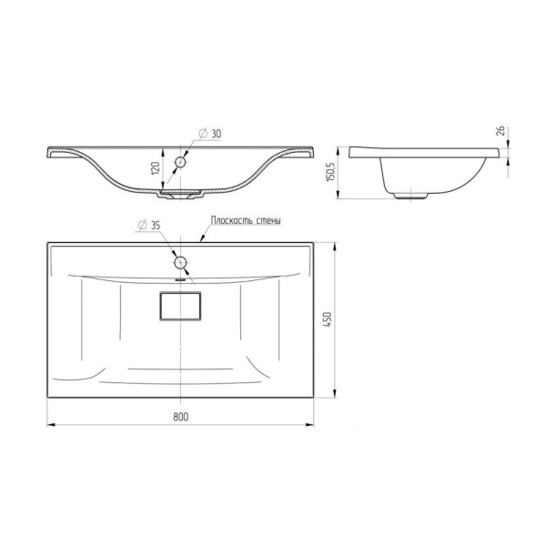 Раковина Paola Elegante 800, белый. Фото 2