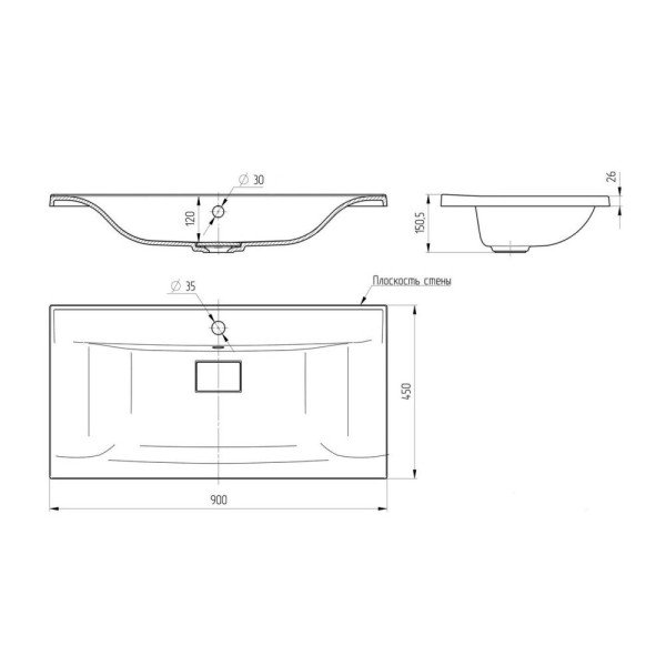 Раковина Paola Elegante 900, белый. Фото 2