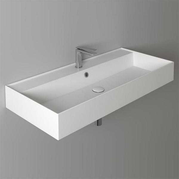 Раковина подвесная 101х46 см, с переливом, с 1 отв под смеситель,цвет белый. Фото 1