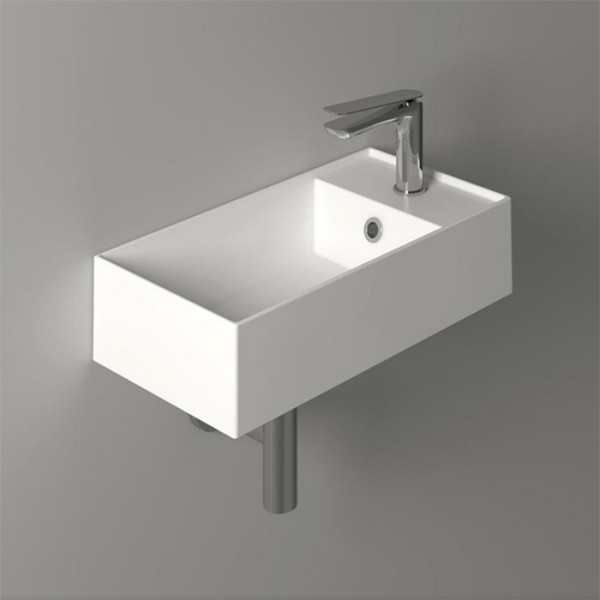 Раковина подвесная 50х27 см, правая , с 1 отв под смеситель,цвет белый матовый. Фото 1