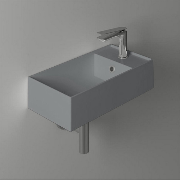 Раковина подвесная 50х27 см, правая , с 1 отв под смеситель,цвет cemento matt. Фото 1