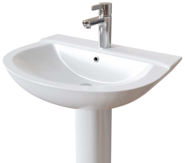 Раковина подвесная EKOKERAMA CALANDO 63х50х88 санфаянс, цвет Белый (0114/0200). Фото 1