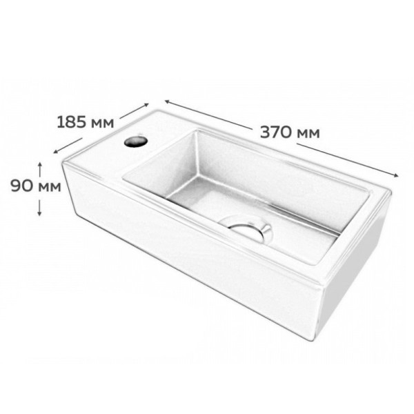 Раковина подвесная Maretti AR13PD37-844, белая. Фото 2