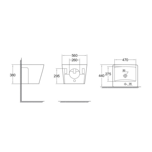 Раковина подвесная Olive s TIESO TS33146, белый. Фото 2