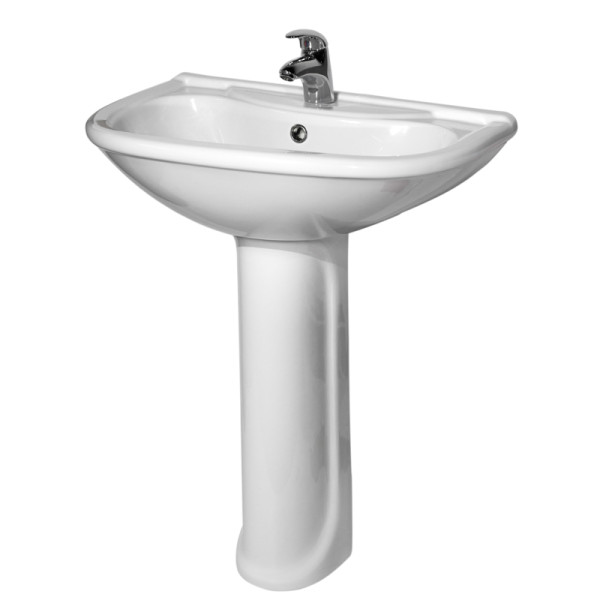 Раковина с пьедесталом Оскольская керамика Престиж (Оскол) 63.5х48.4х86 фарфор, цвет Белый (45101100102). Фото 1