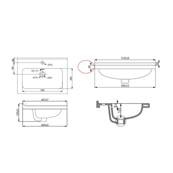 Раковина SMARTFLOW SMFL8167, 60 см. белый. Фото 2