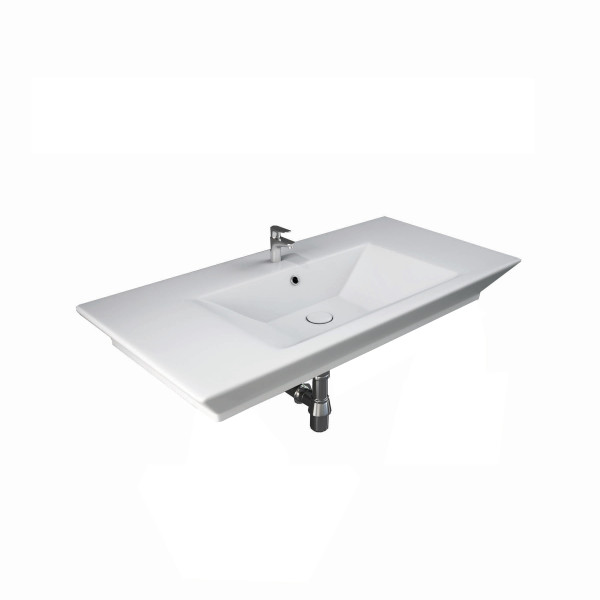 Раковина -столешница Rak Ceramics OPULENCE 100х49х12 керамика, цвет Белый (OP101AWHA/KRAK22007W). Фото 1