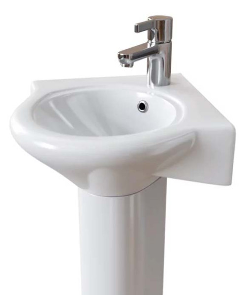 Раковина угловая EKOKERAMA ANGOLLO 47.5х49х84 санфаянс, цвет Белый (0100/0200). Фото 1