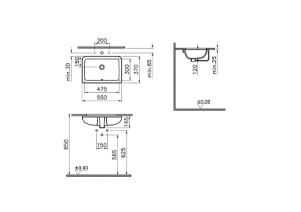 Раковина Vitra S20 7475B003-0618 встраиваемая снизу 48 см, цвет белый. Фото 3