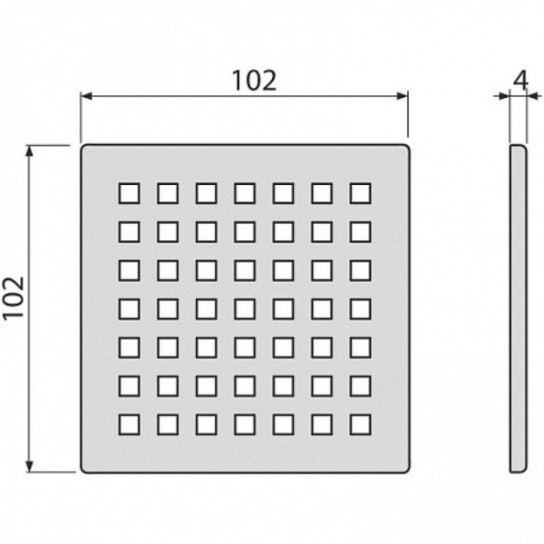 Решетка для cливных трапов из нержавеющей стали 102×102 мм, нержавеющая сталь, арт. MPV014. Фото 2