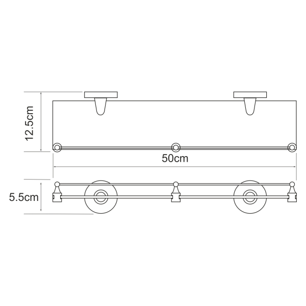 Rhein K-6244 Полка стеклянная с бортиком. Фото 2