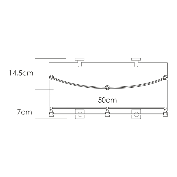 Rhin K-8744 Полка стеклянная с бортиком. Фото 2