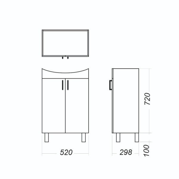 РОНДО 56 Тумба напольная 520х820х298, бел (подходит умывальник мебельный Рондо 56). Фото 3