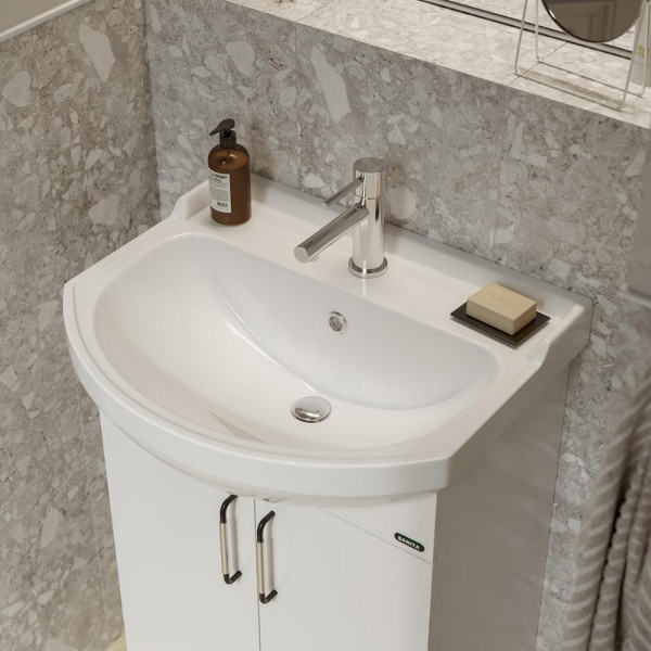 РОНДО 56 Тумба напольная 520х820х298, бел (подходит умывальник мебельный Рондо 56). Фото 6